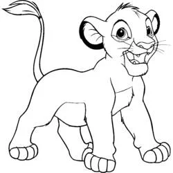Coloriage Simba debout et souriant