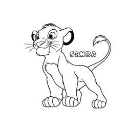 Coloriage Simba debout en jeune lionceau