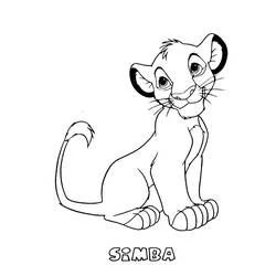 Coloriage Simba assis en lionceau