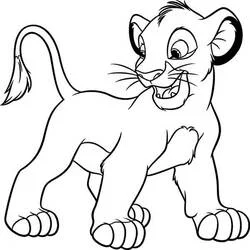 Coloriage Simba debout et souriant