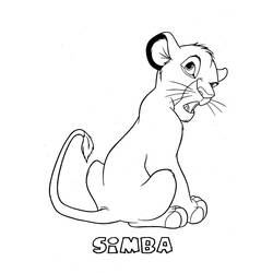 Coloriage Simba de profil, gueule ouverte en rugissement
