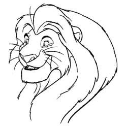 Coloriage Simba adulte visage de face