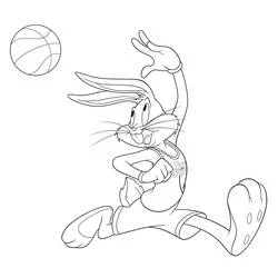 Coloriage Bugs Bunny jouant au basket