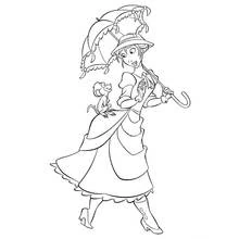 Coloriage Jane avec son ombrelle et le singe
