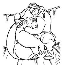 Coloriage Tarzan enlaçant tendrement Kala