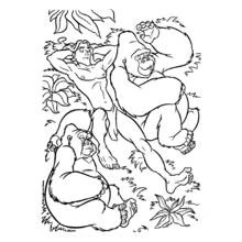 Coloriage Tarzan détendu avec deux gorilles
