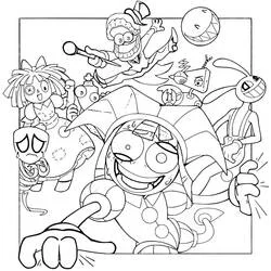 Coloriage The Amazing Digital Circus groupe de personnages