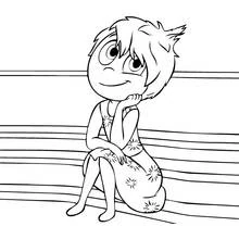 Coloriage Joie assise pensive