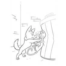 Coloriage Volt affrontant Chaussette près d'une poubelle