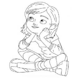 Coloriage Penny assise en tailleur avec un sourire