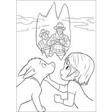 Coloriage Volt et Penny avec les pompiers en vision