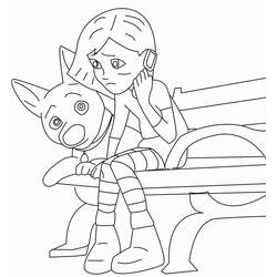 Coloriage Volt et Penny assis sur un banc