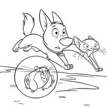 Coloriage Volt courant avec Zaza et Rhino