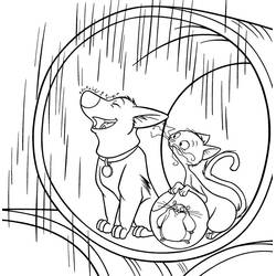 Coloriage Volt, star malgré lui : Volt, Rox et Rhino sous la pluie