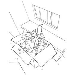Coloriage Volt tombant dans un carton