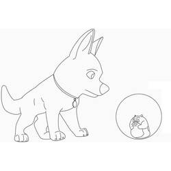 Coloriage Volt face à Rhino le hamster dans sa boule