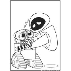 Coloriage Wall-E tenant la main d'Eve