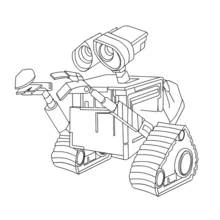 Coloriage Wall-E debout sur ses chenilles