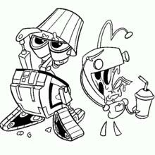 Coloriage Wall-E marchant avec M-O le robot nettoyeur
