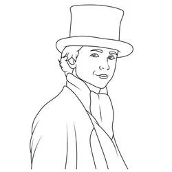 Coloriage Willy Wonka avec son haut-de-forme