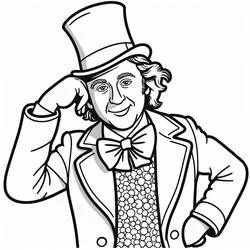 Coloriage Wonka soulevant son haut-de-forme