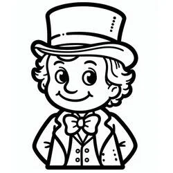 Coloriage Wonka avec haut-de-forme et noeud papillon