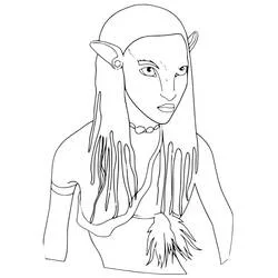 Coloriage Neytiri portrait aux longs cheveux tressés