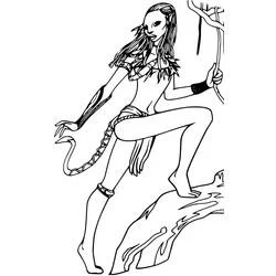 Coloriage Neytiri perchée sur une branche