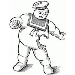 Coloriage Bibendum Chamallow marchant vers l'avant
