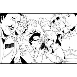 Coloriage Ghostbuster équipe rassemblée