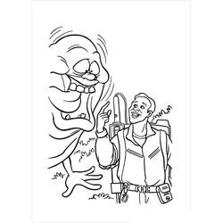 Coloriage Ghostbuster face à Slimer