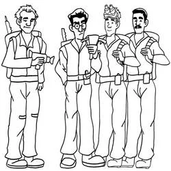 Coloriage Ghostbuster réunis avec leurs équipements