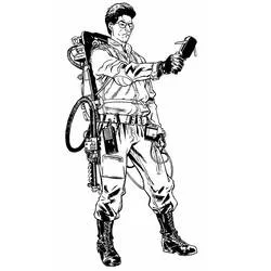 Coloriage Egon Spengler tenant un piège à fantômes