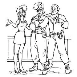 Coloriage Ghostbuster réunis en pleine conversation