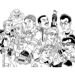 Coloriage Ghostbuster équipe complète avec Bouboule
