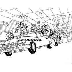 Coloriage Ghostbuster et la voiture Ecto-1