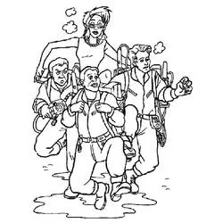Coloriage Ghostbuster équipe prête à l'action