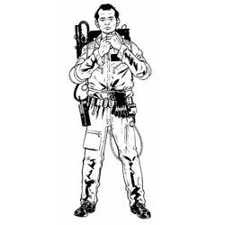 Coloriage Peter Venkman avec son propulseur à protons