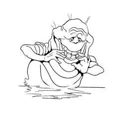Coloriage Slimer souriant avec les mains levées