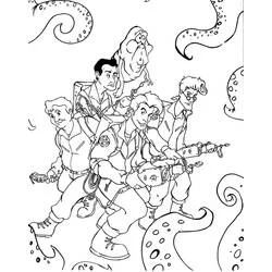 Coloriage Ghostbuster équipe armée de pistolets à protons