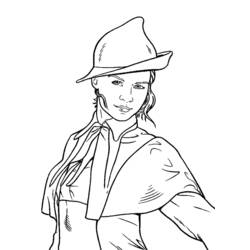 Coloriage Harry Potter jeune sorcière au chapeau pointu