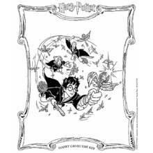 Coloriage Harry Potter attrapant la clé volante