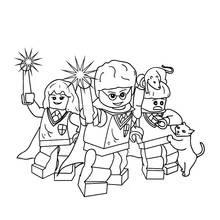 Coloriage Harry Potter Lego lançant des sorts