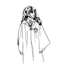 Coloriage Hermione Granger en robe de sorcière