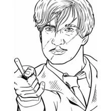 Coloriage Harry Potter élève pointant du doigt