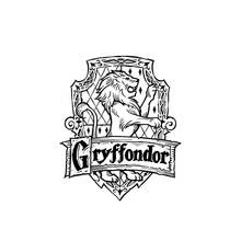 Coloriage Blason Gryffondor avec lion rugissant