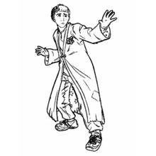 Coloriage Harry Potter en position prudente