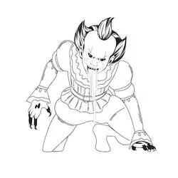 Coloriage Pennywise accroupi avec des griffes acérées