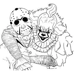 Coloriage Pennywise et Jason Voorhees côte à côte