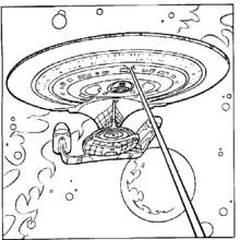 Coloriage Vaisseau Enterprise voguant dans l'espace